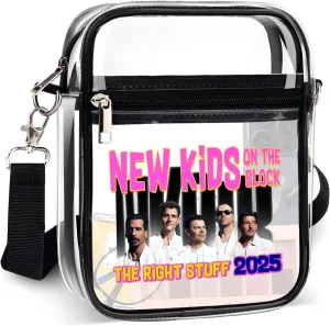 Clear Bag Stadium Approved for NKOTB The Right Stuff 2025 Tour Event Concert, Clear Crossbody Purse for Concerts Merch, Black
