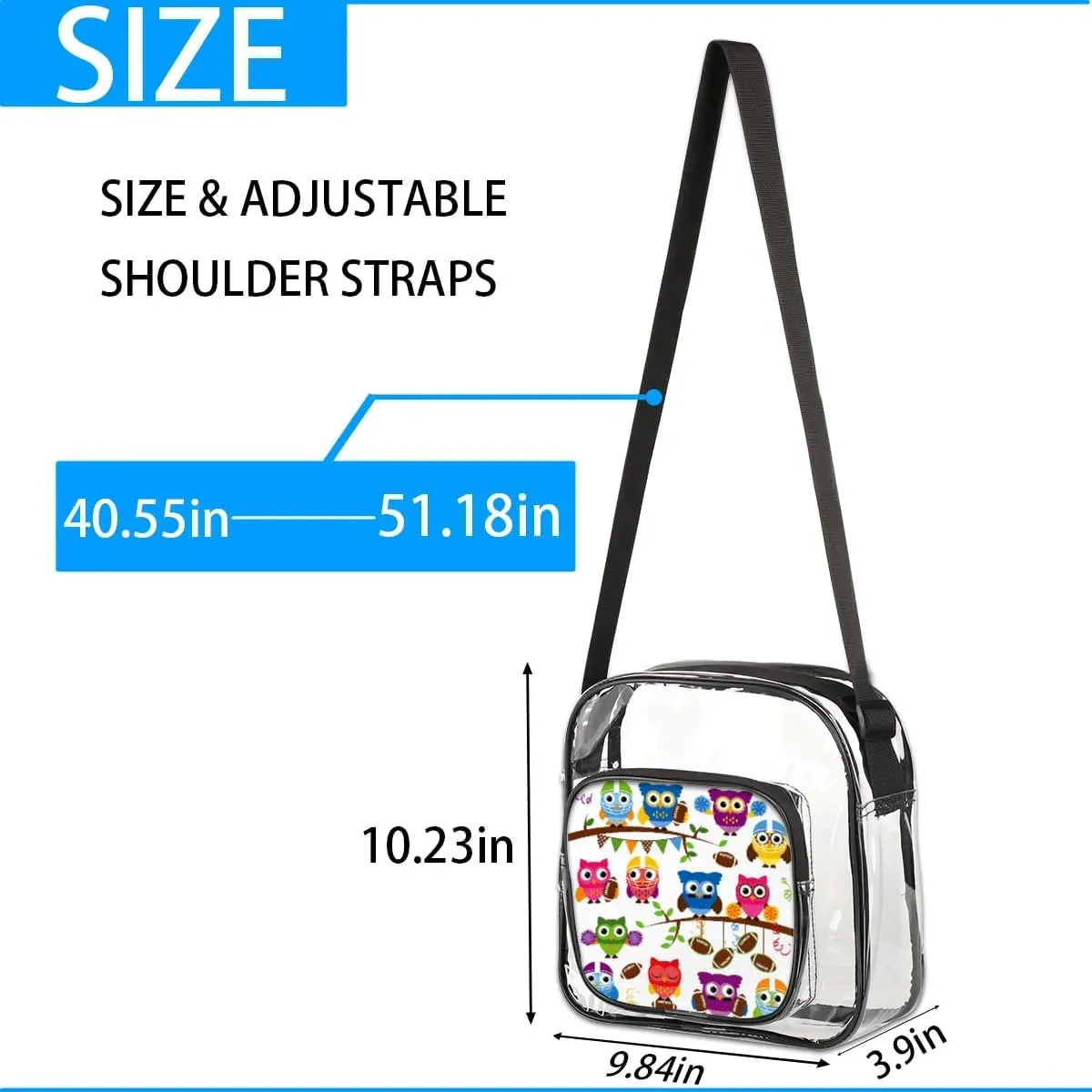 Clear Crossbody Bag Stadium Approved for Women and Men Transparent Messenger Shoulder Bag Clear Purse Bag