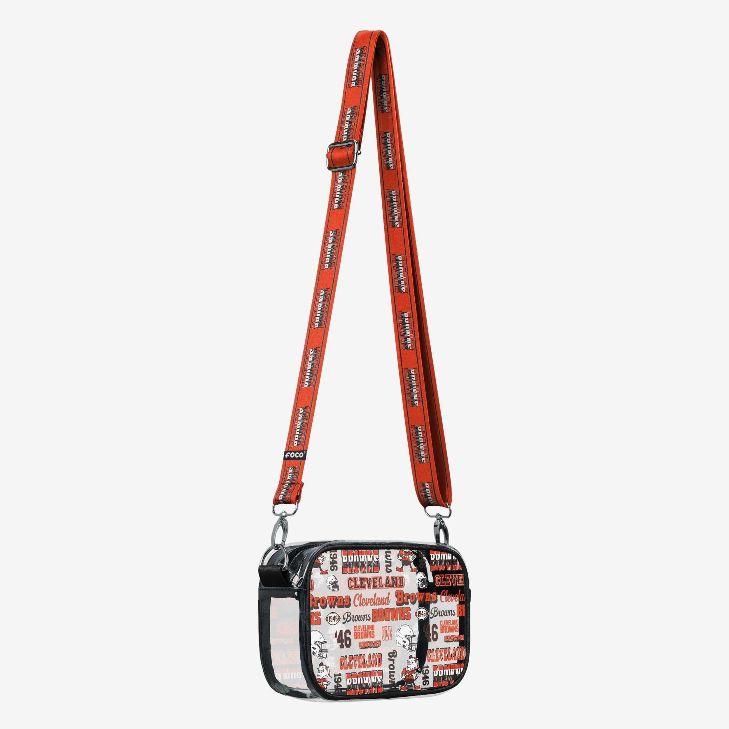 Cleveland Browns Repeat Retro Print Clear Crossbody Bag