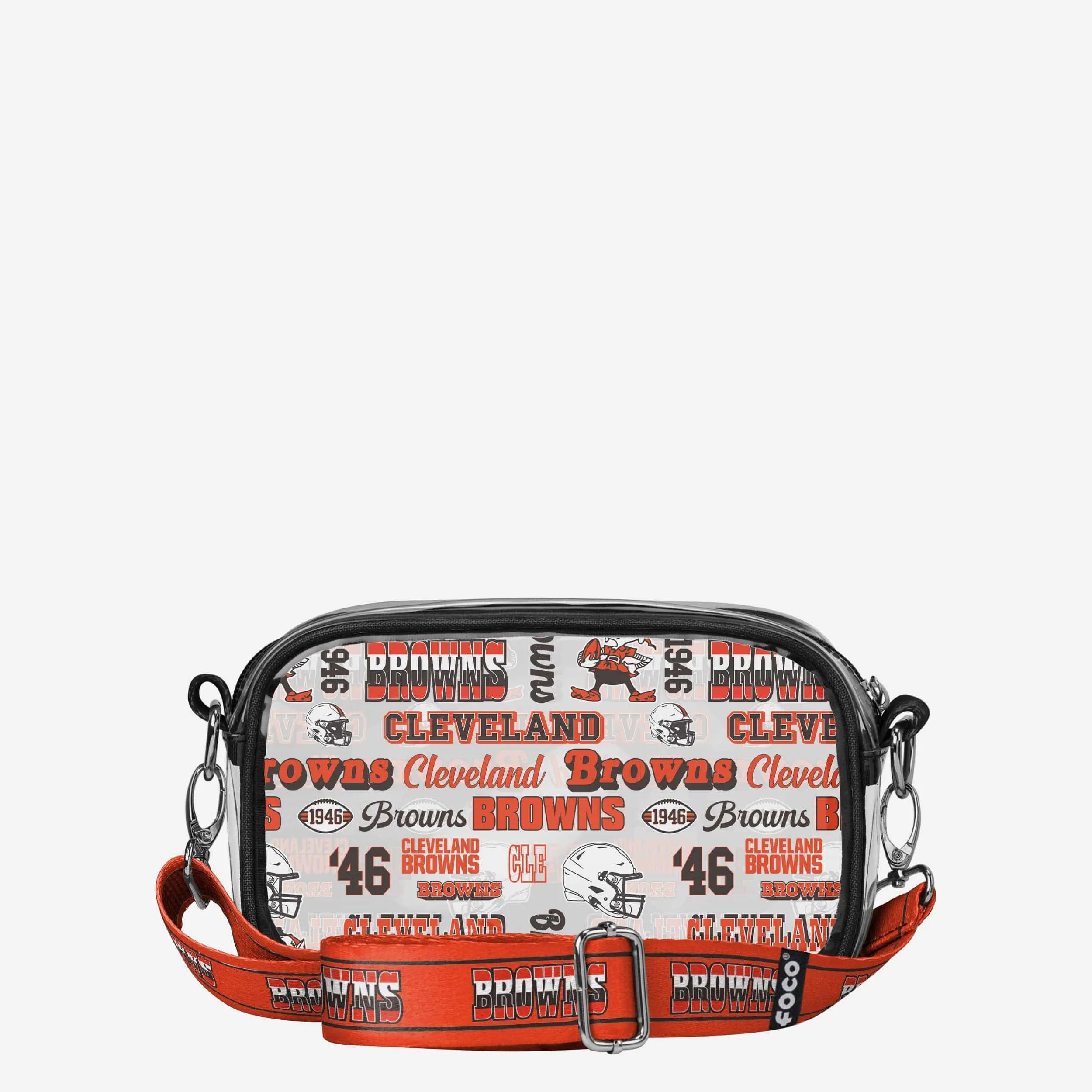 Cleveland Browns Repeat Retro Print Clear Crossbody Bag
