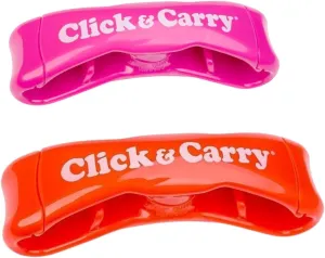 Click & Carry Grocery Bag Carrier, 1 Pack, Fuchsia - As seen on Shark Tank, Soft Cushion Grip - Grocery Bag Carrier - Plastic Bag Organizer and Holder for Easy Shopping