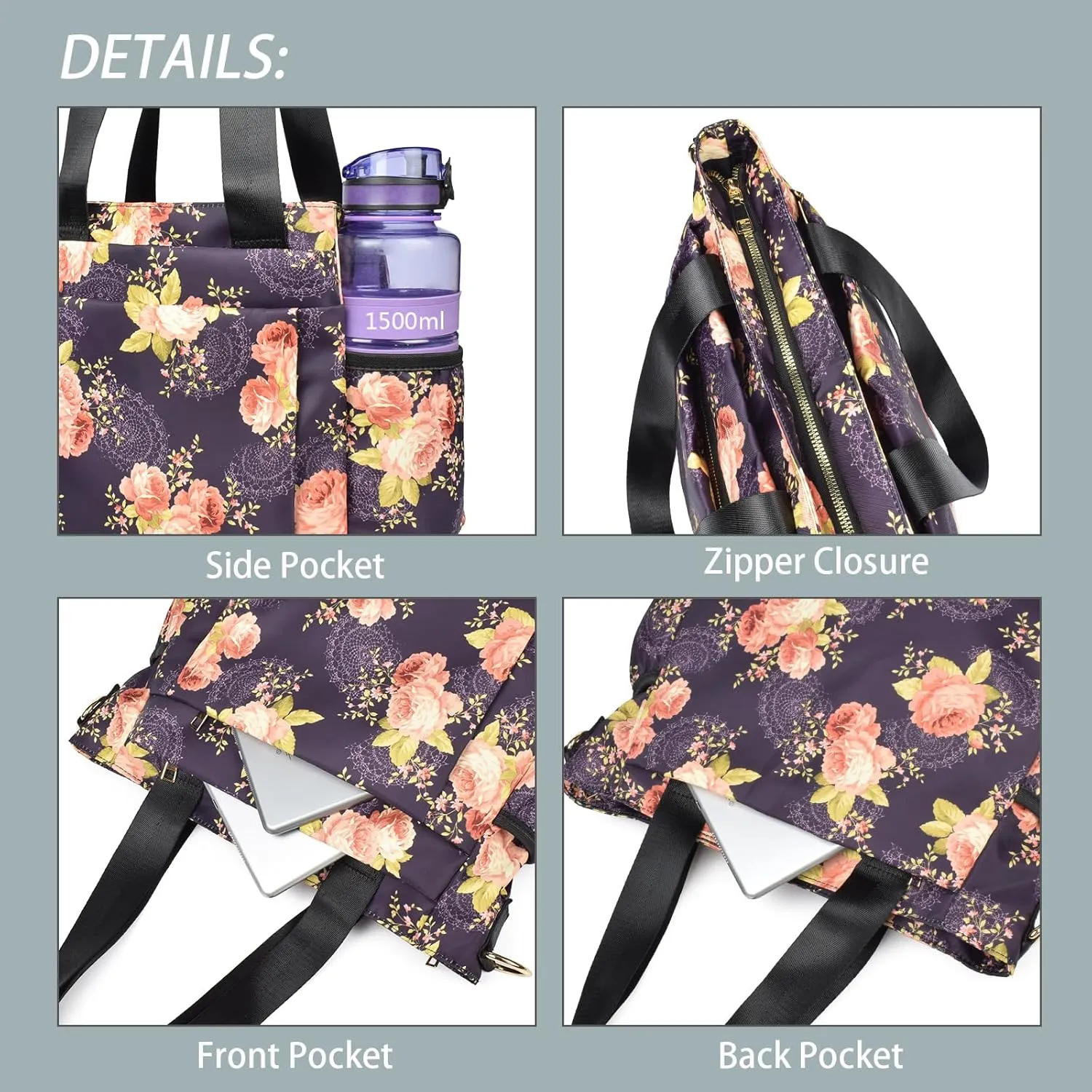 CLOUDMUSIC Crossbody Bags Shoulder Tote Handbag Nylon With Straps Waterproof Multi Bottle Pockets For Women Trendy