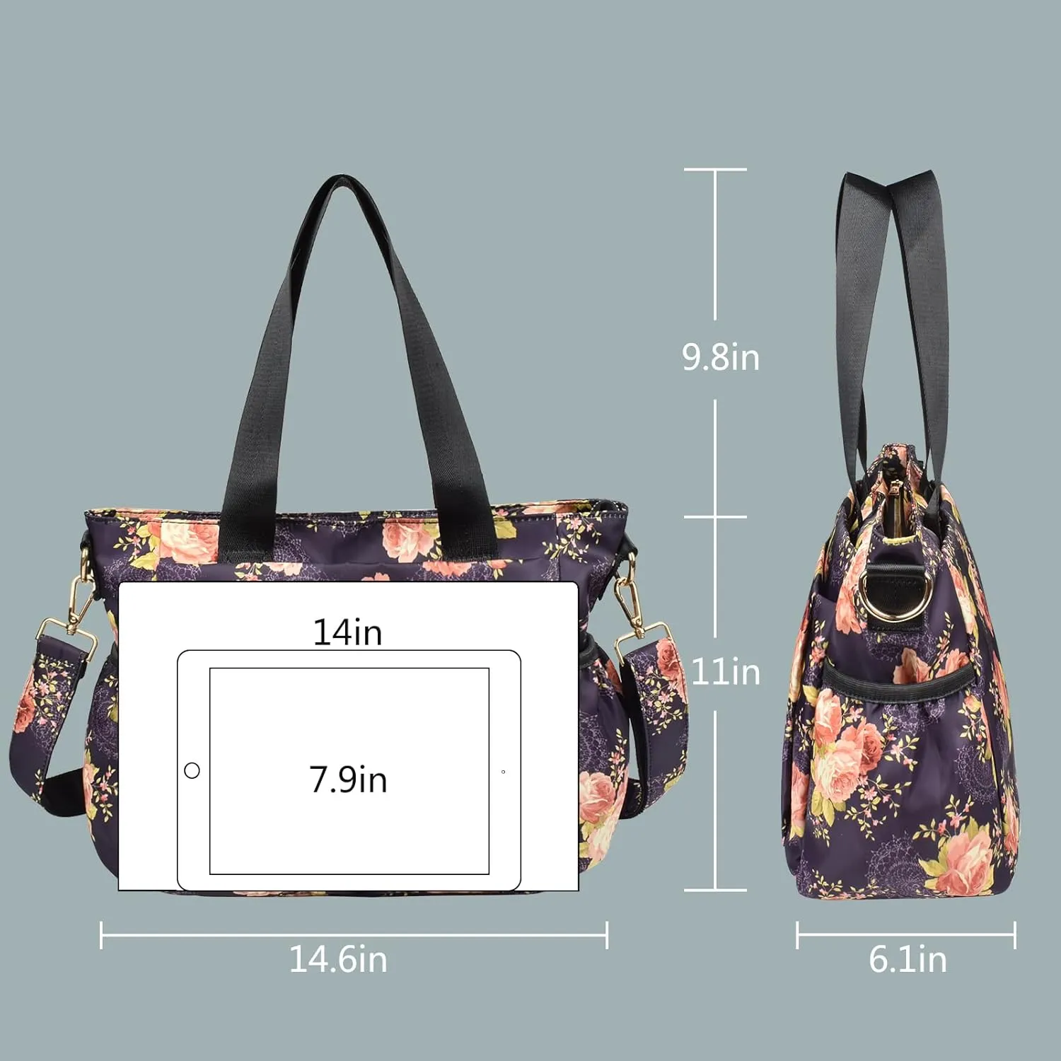 CLOUDMUSIC Crossbody Bags Shoulder Tote Handbag Nylon With Straps Waterproof Multi Bottle Pockets For Women Trendy