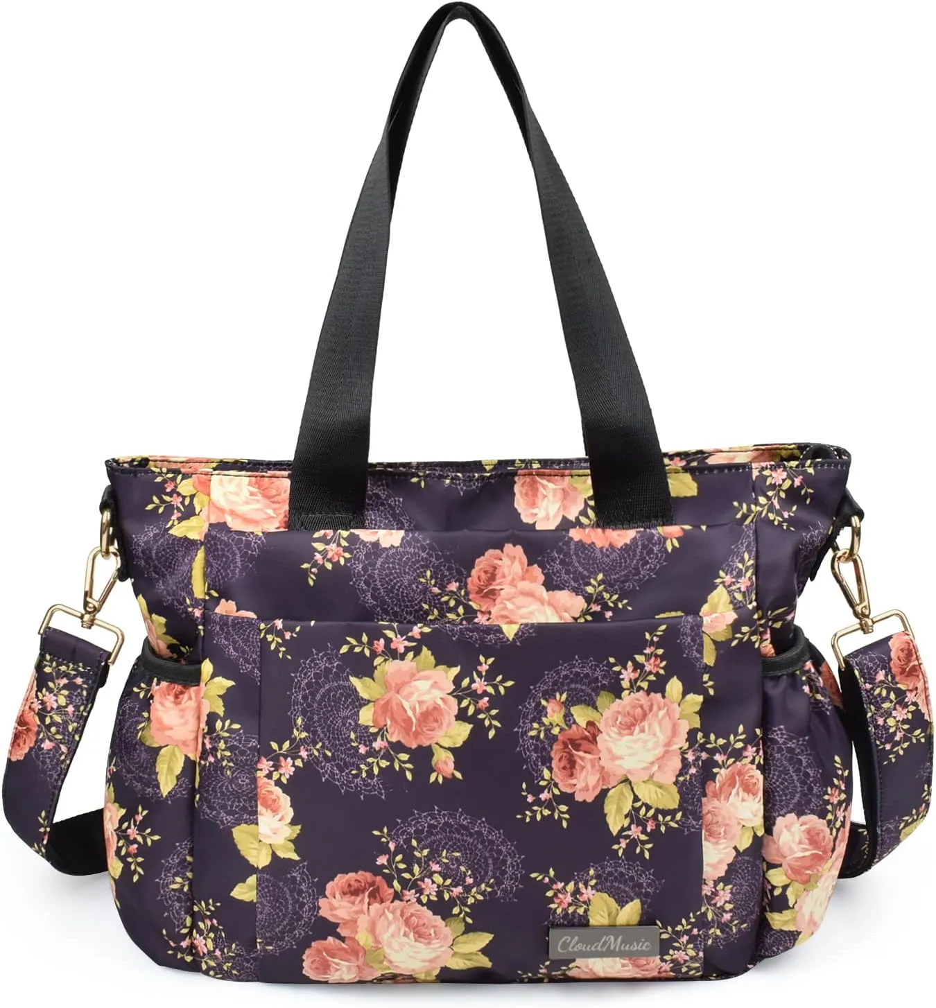CLOUDMUSIC Crossbody Bags Shoulder Tote Handbag Nylon With Straps Waterproof Multi Bottle Pockets For Women Trendy