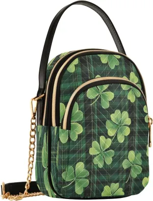 Clover Plaid Luck Crossbody Bags for Women Hand Bag Small Sling Shoulder Travel Bags Phone Wallet Mini Purse