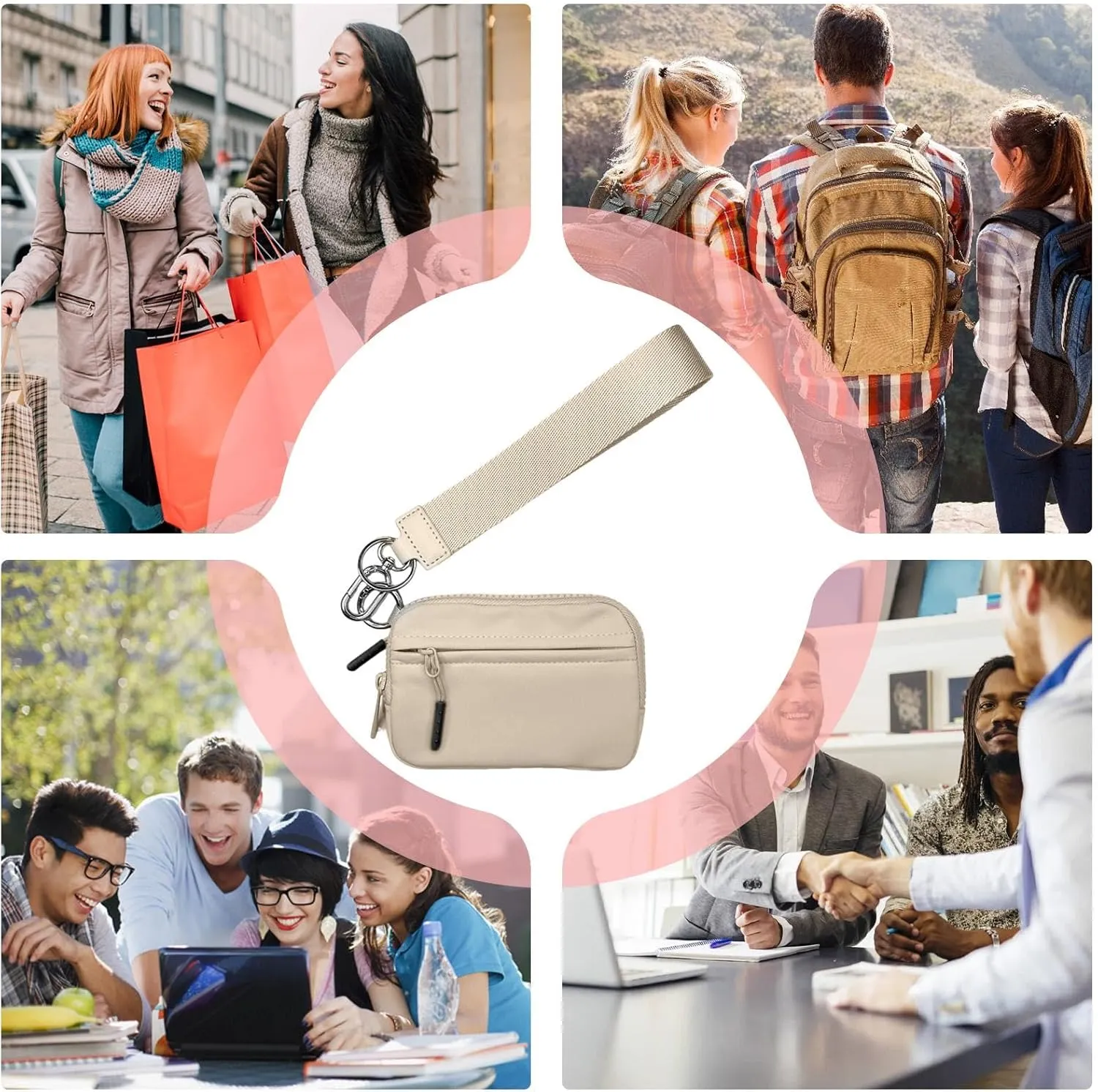 Coin Purse Wallet with Lanyard - Changes Cash Bag,Credit Card Holder Zipper Wallet, Portable Small Purse Wallets, Zippered Little Coin Purse Pouch for Men, Women