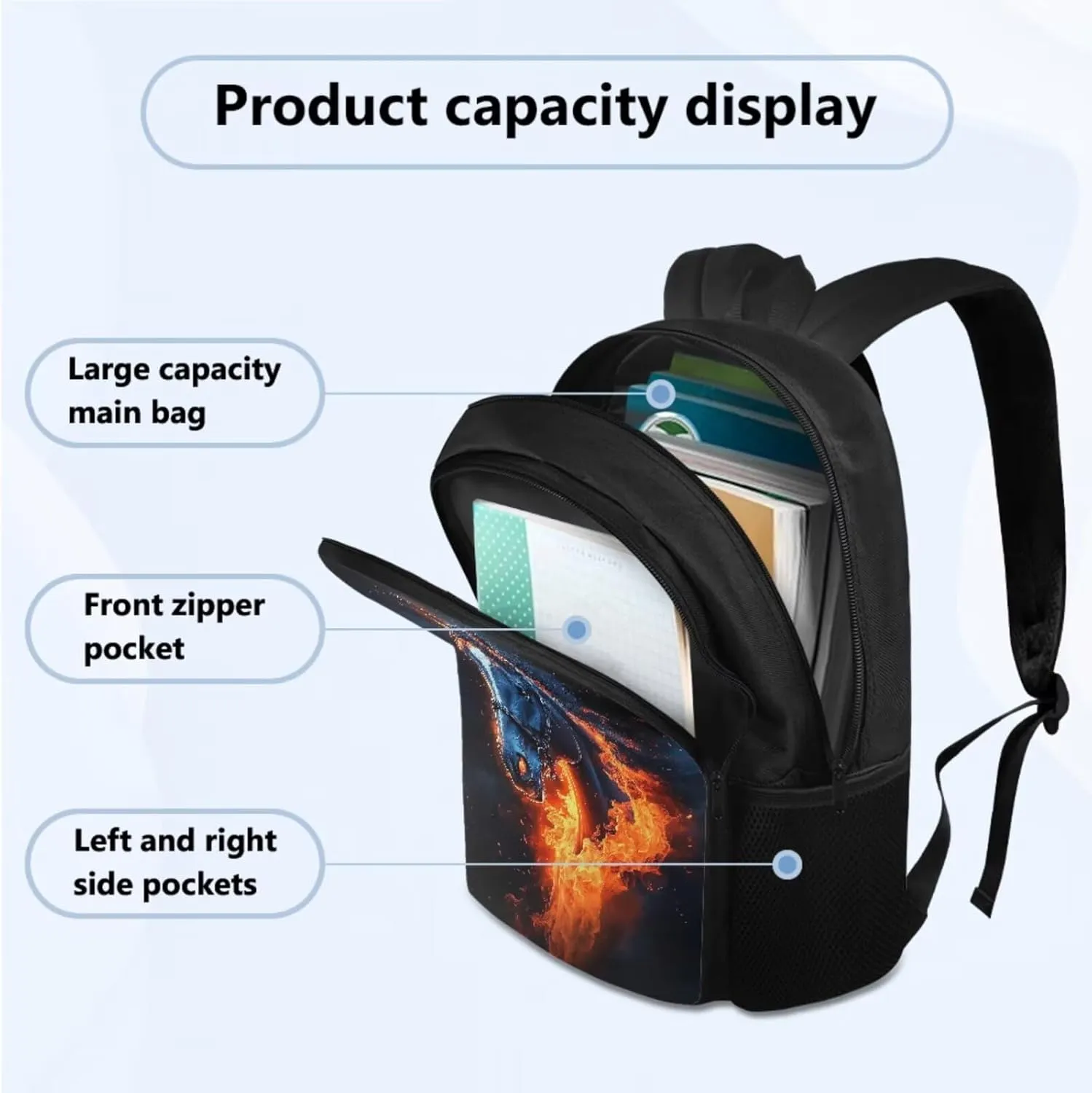 Cool Horse Bookbag and Lunch Box Set for Boys Back to School, 5th Grade Boy Backpack and Lunch Box 4 PCS Set Pencil Case and Water Bottle Holder for Extracurricular Activities