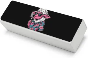 Cool Smoking Sheep Printing Glasses Case Hard Shell Eyeglasses Protector Cases with Cleaning Cloth Fits Most Glasses