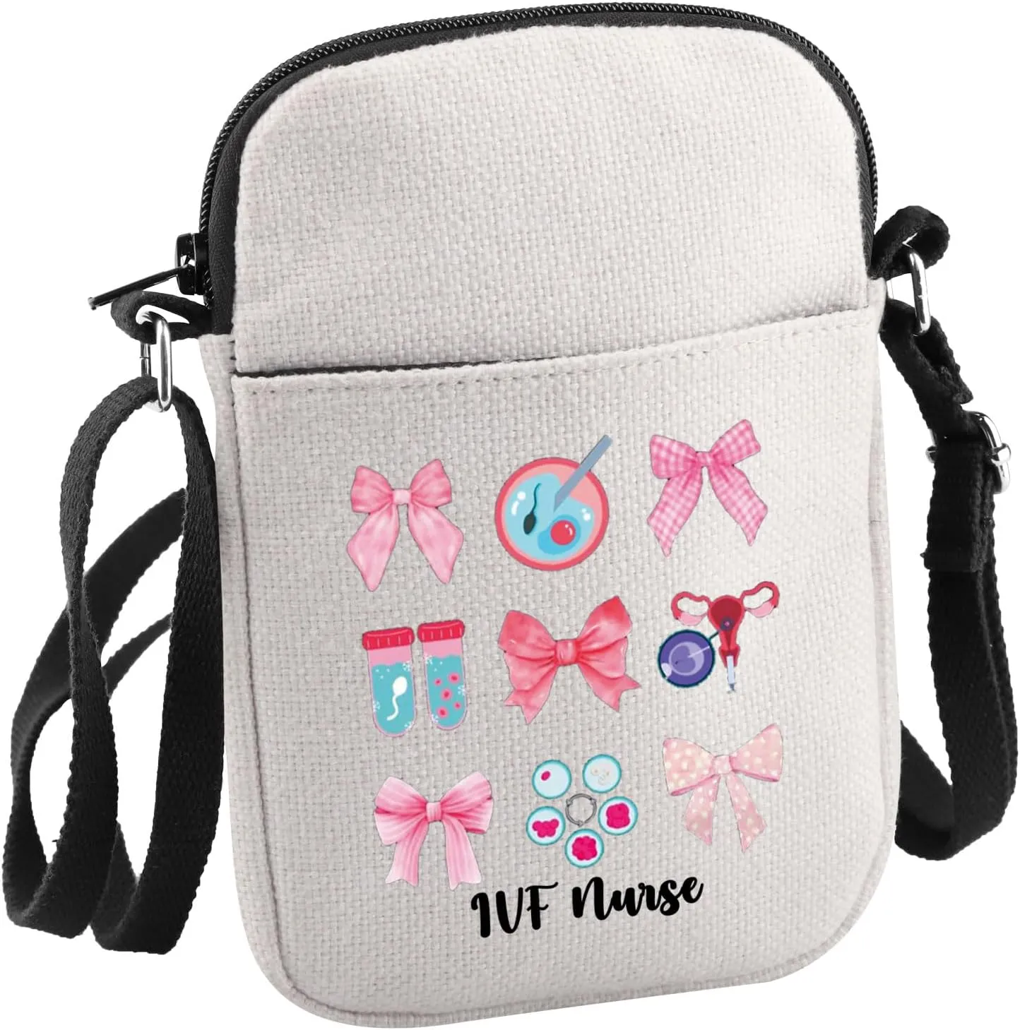 Coquette Bows IVF Nurse Crossbody Bag IVF Themed Gift Obstetrics And Gynecology Nurse Gift