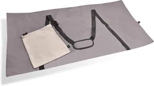 Cornhole Board Carrying Case - Gray Tournament Size with Black Padded Shoulder Straps - Complete with Cream Cotton Tote Sling Bag for Bean Bags