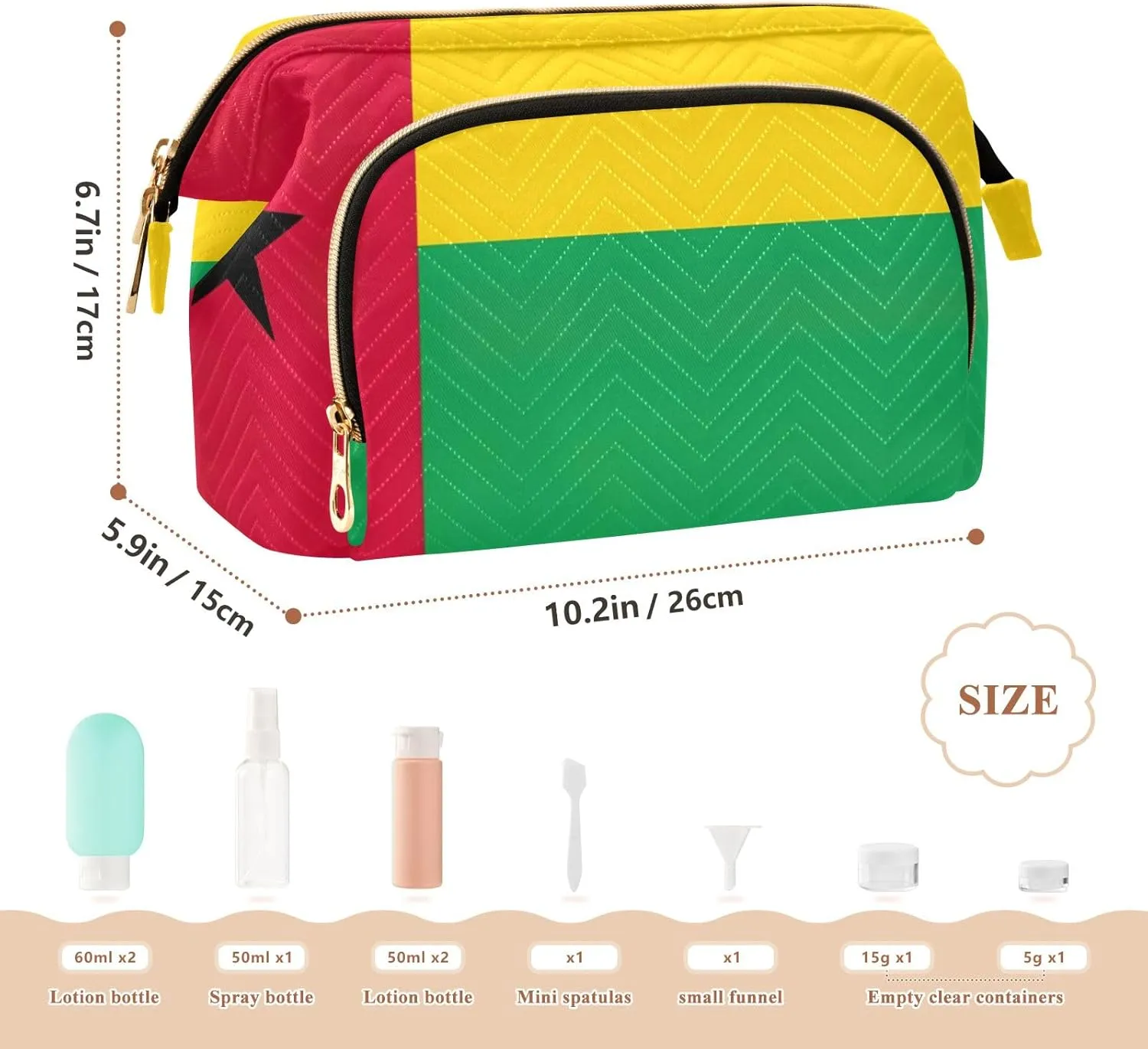 Cosmetic Bag Guineabissau Flag Travel Cosmetic Organizer Zipper Pouch Purse for Toiletries Accessories Brushes