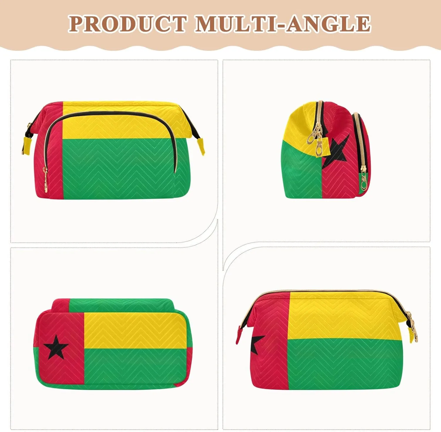 Cosmetic Bag Guineabissau Flag Travel Cosmetic Organizer Zipper Pouch Purse for Toiletries Accessories Brushes