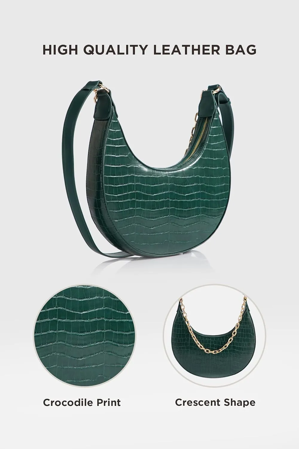 Coucoland Crossbody Bag for Women - Leather Shoulder Handbag Saddle Underarm Purse with Adjustable Strap for Women Daily