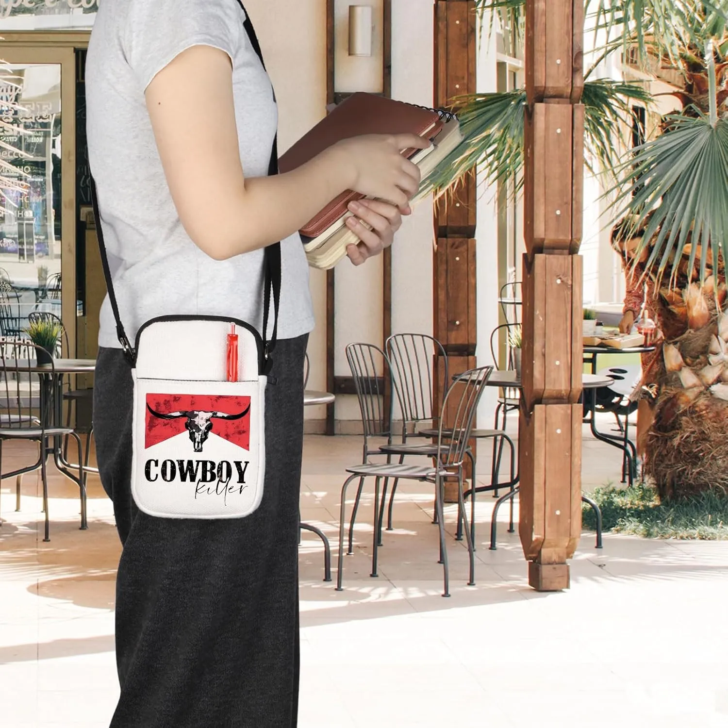 Cowboy Killer Crossbody Bag Western Cowgirl Gift Women Wild Vintage Western Rodeo Crossbody Bag Bull Skull Graphic Bag