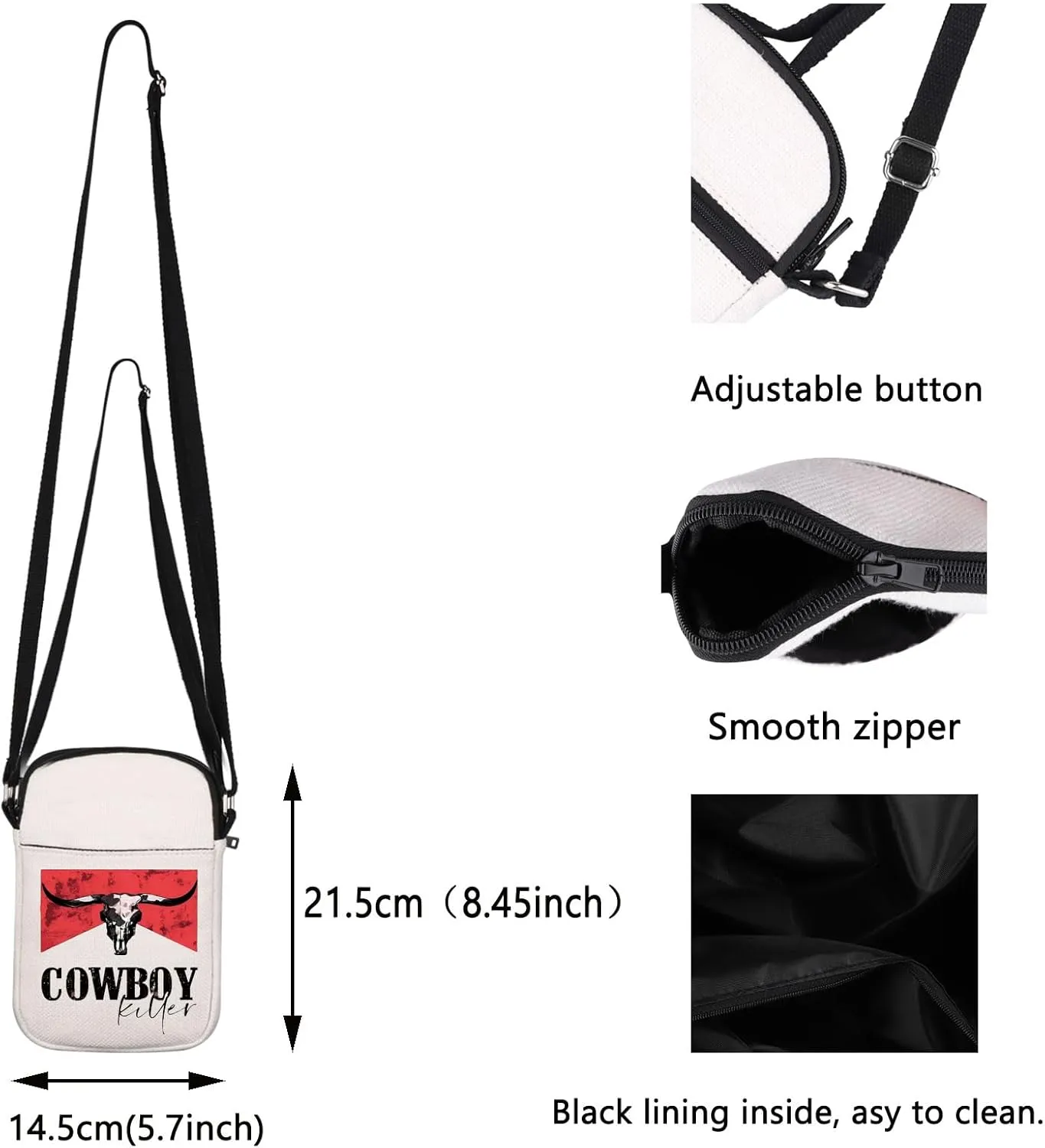 Cowboy Killer Crossbody Bag Western Cowgirl Gift Women Wild Vintage Western Rodeo Crossbody Bag Bull Skull Graphic Bag