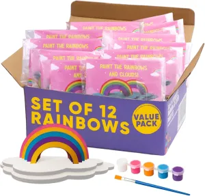 CRAFTY HAPPITOYS Rainbow Painting Set for Kids 12 Pcs - Bulk Stockings & Birthday Goodie Bag Stuffer - Kids Party Favors Toy Return Gifts - Pinata Stuffers - Classroom Treasure Box Carnival Prizes