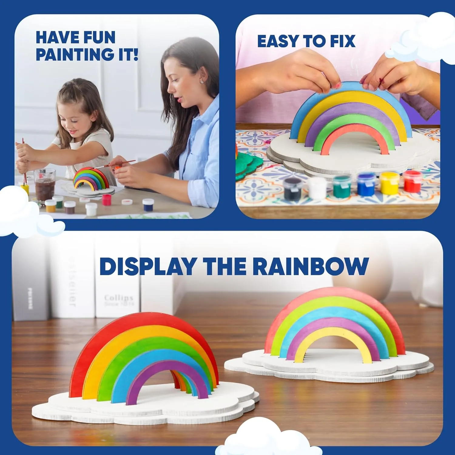 CRAFTY HAPPITOYS Rainbow Painting Set for Kids 12 Pcs - Bulk Stockings & Birthday Goodie Bag Stuffer - Kids Party Favors Toy Return Gifts - Pinata Stuffers - Classroom Treasure Box Carnival Prizes