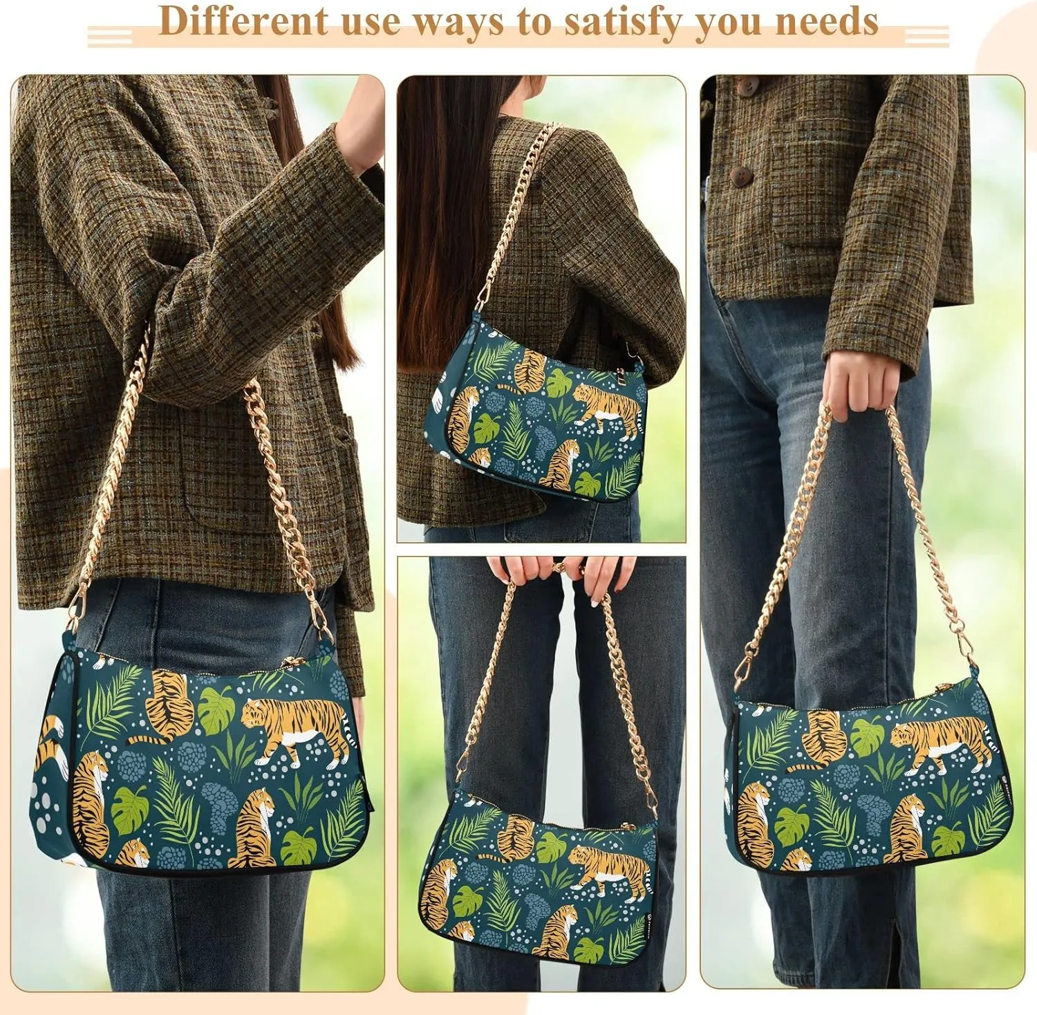 Cross Body Bag Cute Vintage Flowers Tote Bag Chain Bag Shoulder Bag Handbag Purse for Women