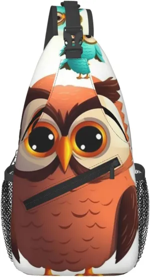 Cross Chest Bag for Men Women Crossbody Backpack cartoon owl Sling Bag Travel Hiking Daypack