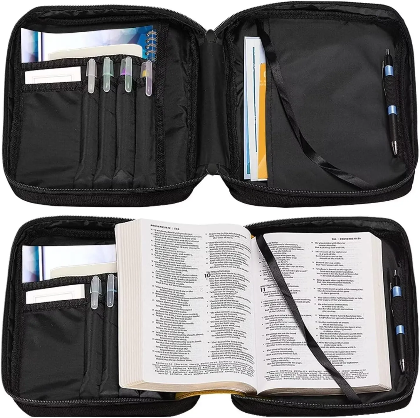 Cross Floral Print Bible Cover - Polyester Bible Case for Women - Bible Carrier Small Bible Cover with Shoulder Strap