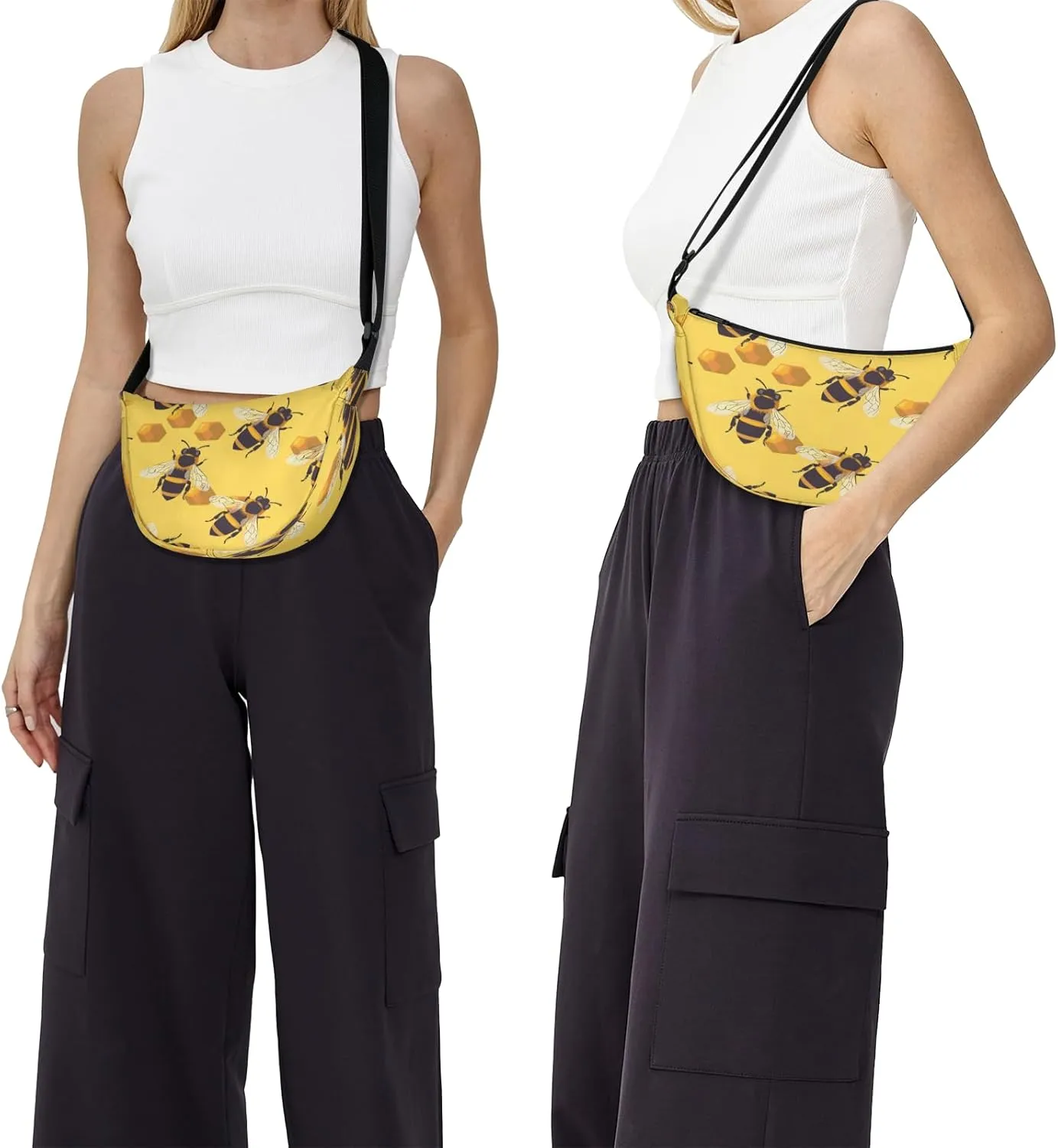 Crossbody Bag for Women Men, Lightweight Small Sling Hobos Dumpling Bag Crescent Purse, Crescent Moon Bags for Travel Shopping Hiking