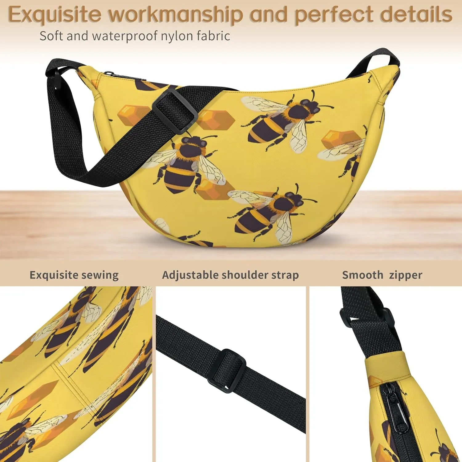 Crossbody Bag for Women Men, Lightweight Small Sling Hobos Dumpling Bag Crescent Purse, Crescent Moon Bags for Travel Shopping Hiking