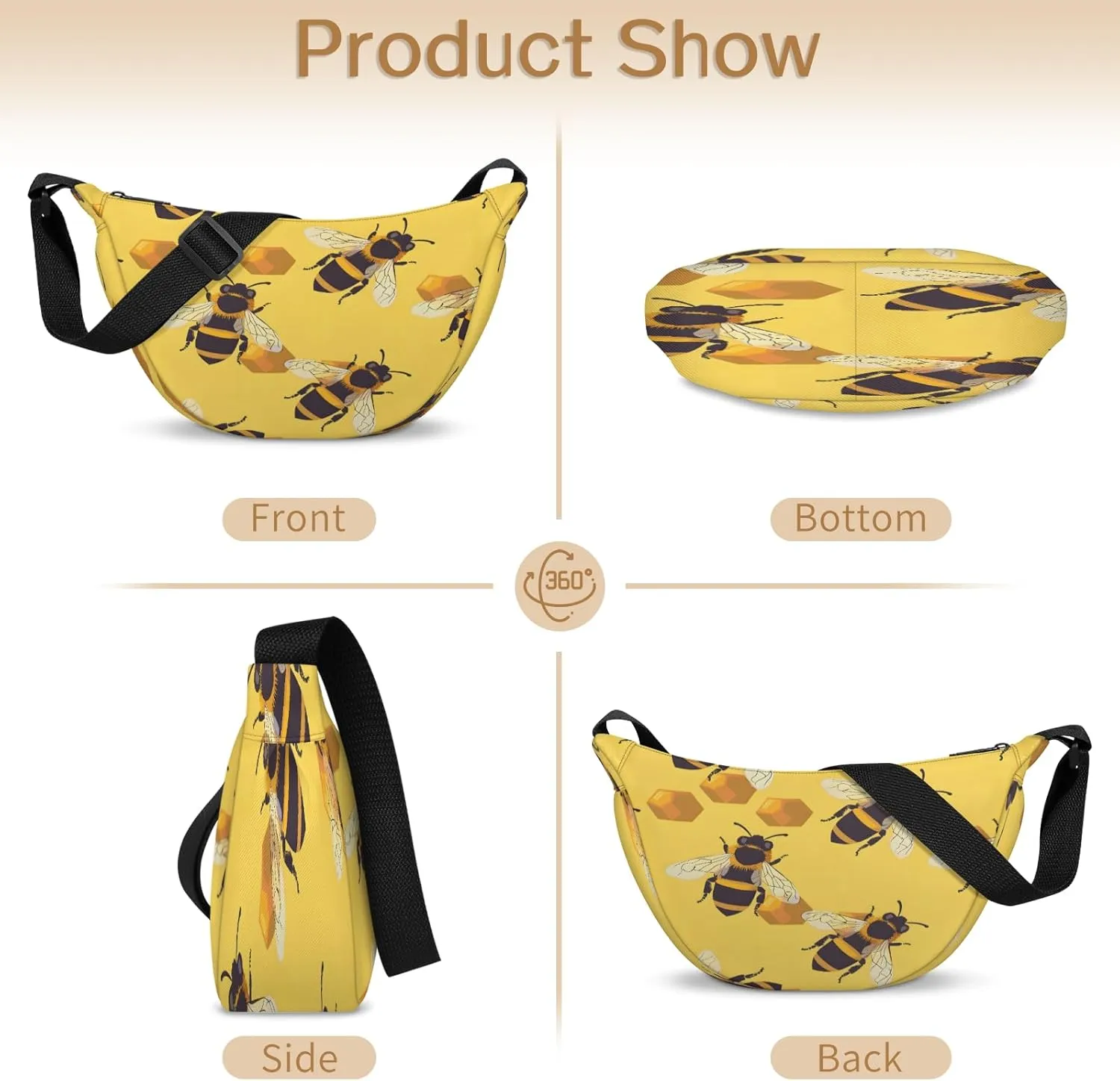 Crossbody Bag for Women Men, Lightweight Small Sling Hobos Dumpling Bag Crescent Purse, Crescent Moon Bags for Travel Shopping Hiking