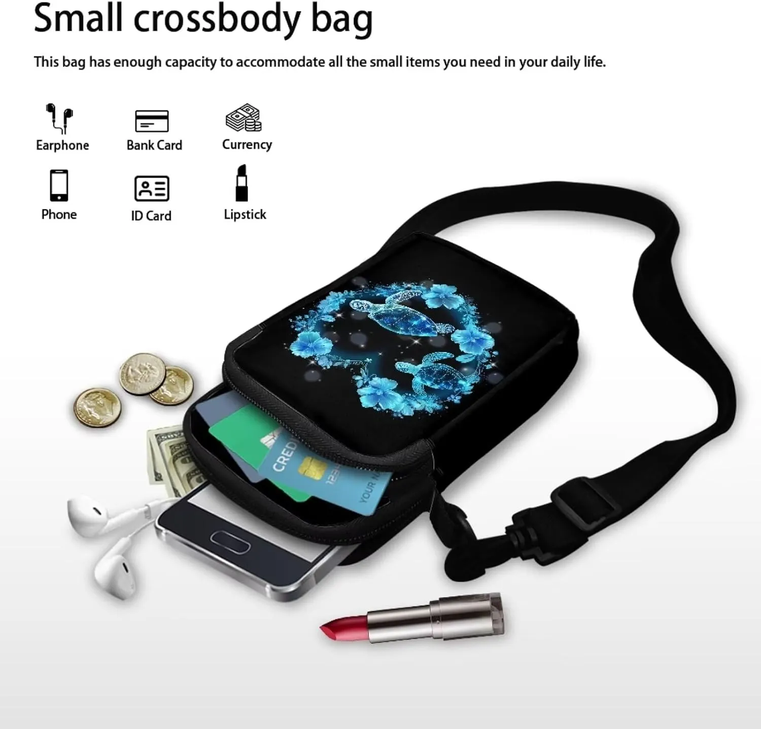 Crossbody Bag Portable Messenger Bags Satchel Bag for Purse Phone Wallet Key