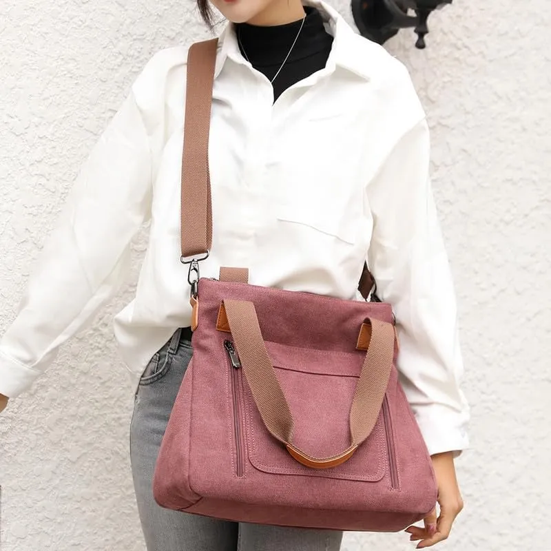 Crossbody Bags for Women Large Tote Bags Laptop Bag Canvas Professional Work Commuter Purse Travel Bag Shoulder Bag Purple
