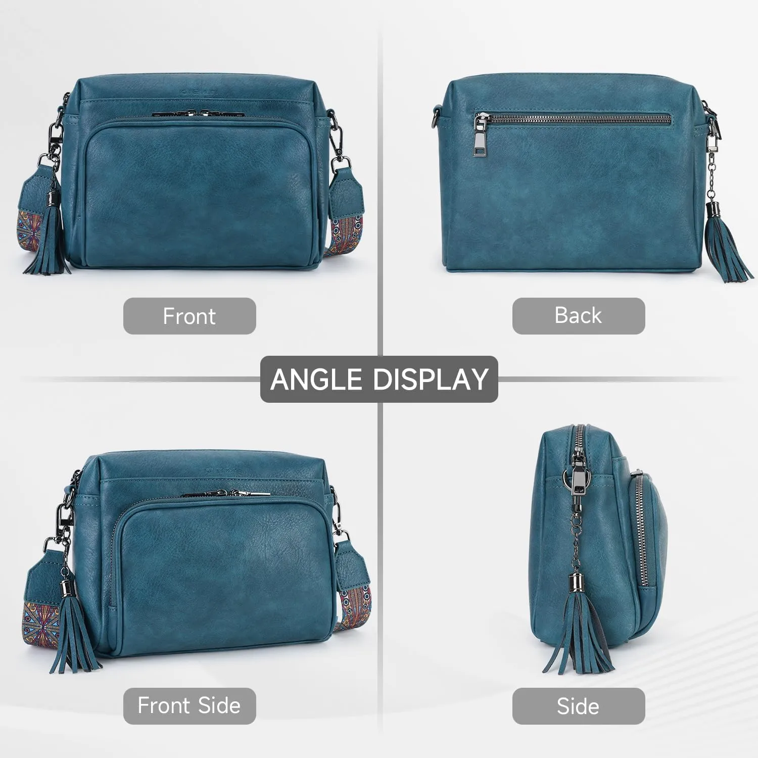 Crossbody Bags for Women Lightweight Vegan Leather Crossbody Shoulder Bag Phone Purse with Adjustable Guitar Strap