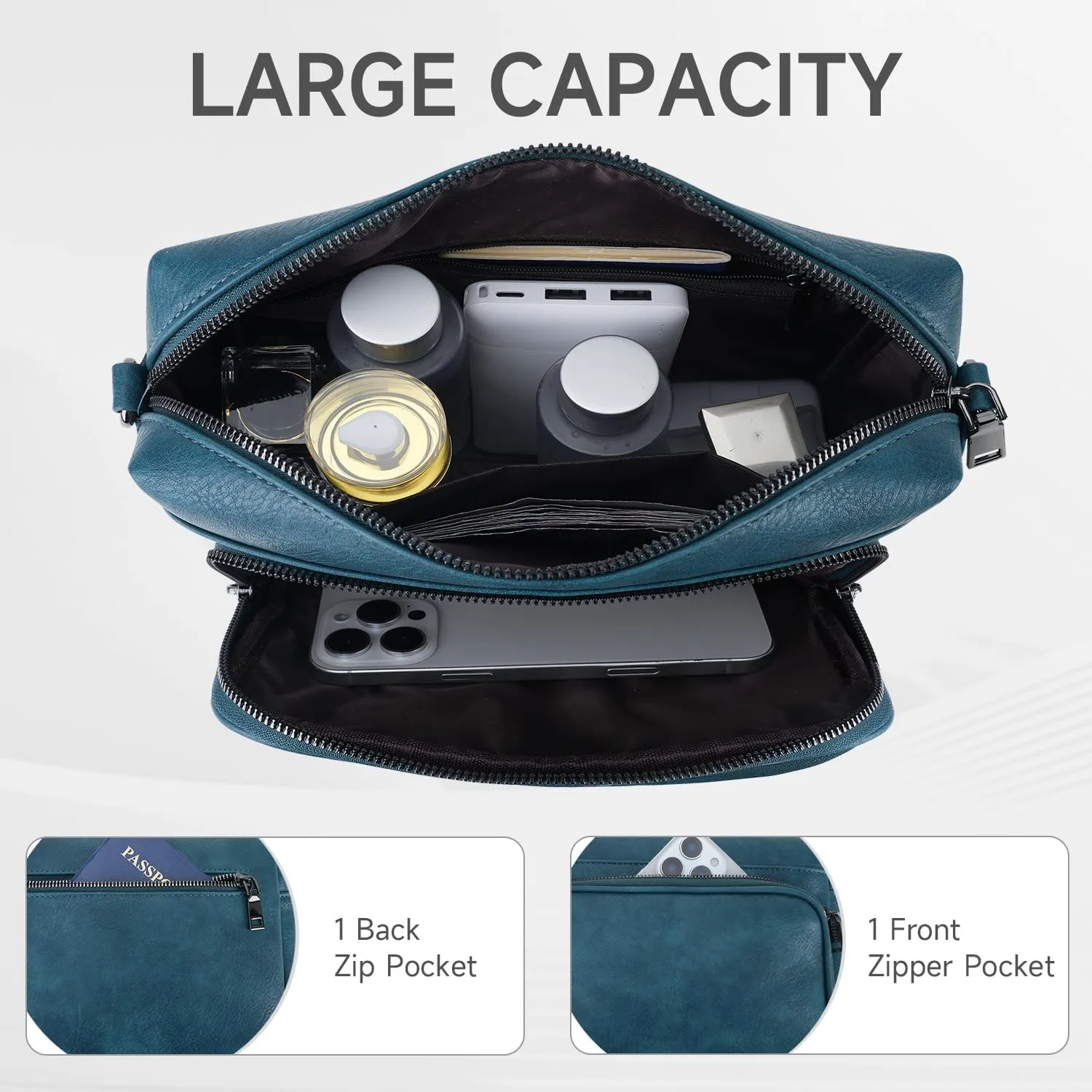 Crossbody Bags for Women Lightweight Vegan Leather Crossbody Shoulder Bag Phone Purse with Adjustable Guitar Strap