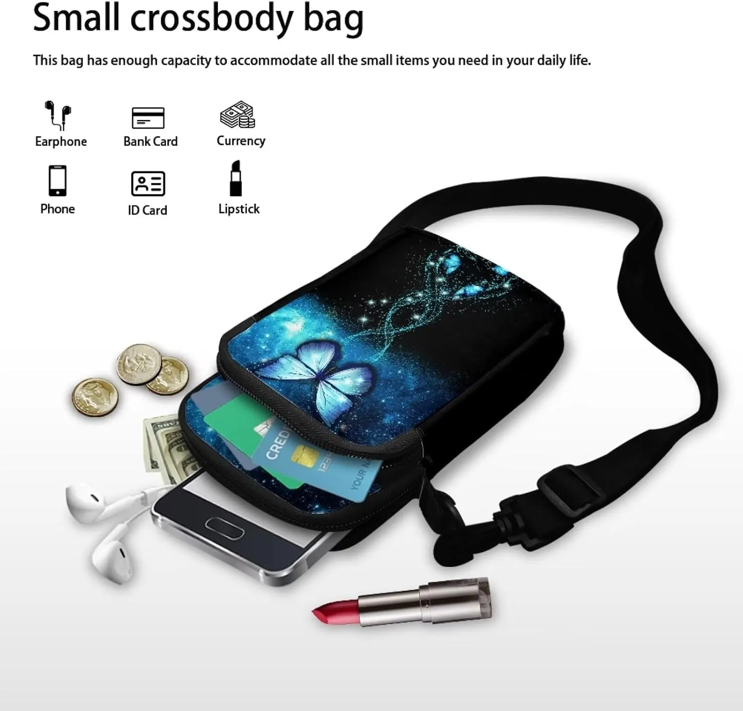 Crossbody Bags for Women Personalised Phone Purse Sling Coin Wallet Casual Messenger Bag
