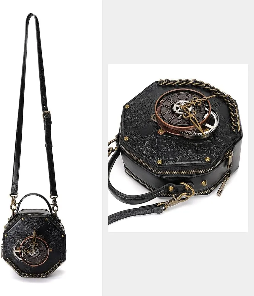 Crossbody Bags for Women Purses for Women Travel Bag Retro Gear Clock Chain Handbags for Women Cell Phone Shoulder Bag