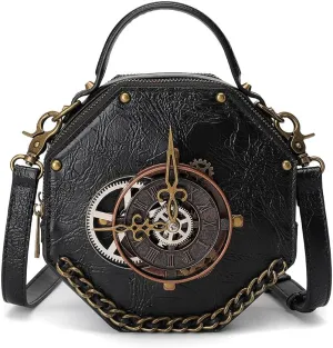 Crossbody Bags for Women Purses for Women Travel Bag Retro Gear Clock Chain Handbags for Women Cell Phone Shoulder Bag