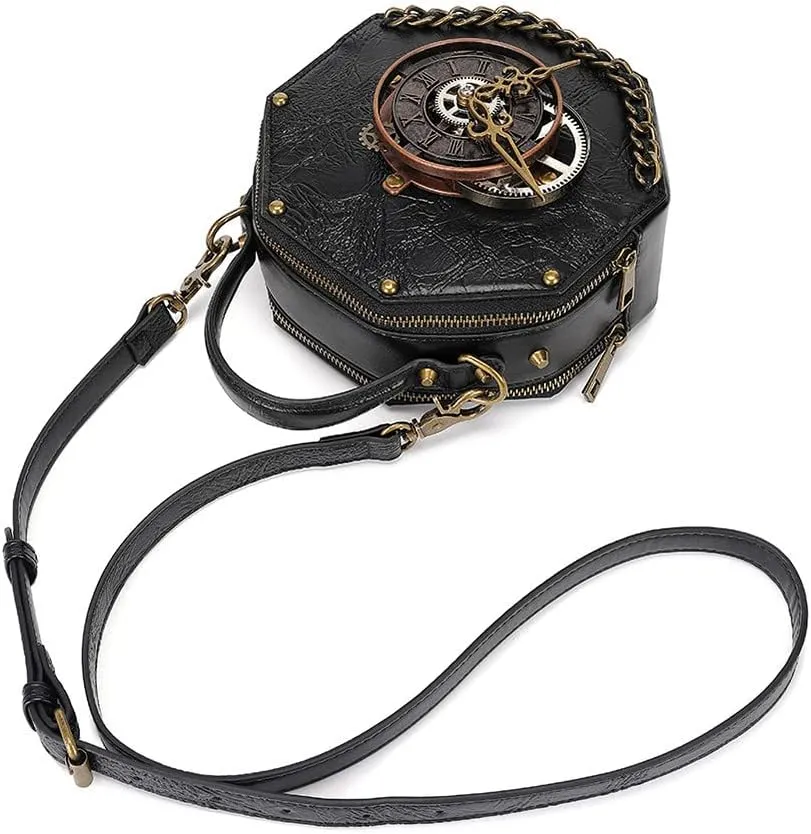 Crossbody Bags for Women Purses for Women Travel Bag Retro Gear Clock Chain Handbags for Women Cell Phone Shoulder Bag