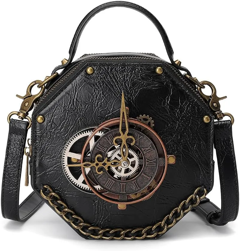 Crossbody Bags for Women Purses for Women Travel Bag Retro Gear Clock Chain Handbags for Women Cell Phone Shoulder Bag