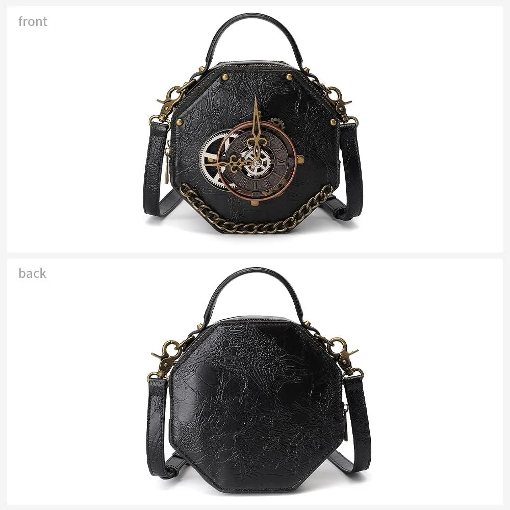 Crossbody Bags for Women Purses for Women Travel Bag Retro Gear Clock Chain Handbags for Women Cell Phone Shoulder Bag