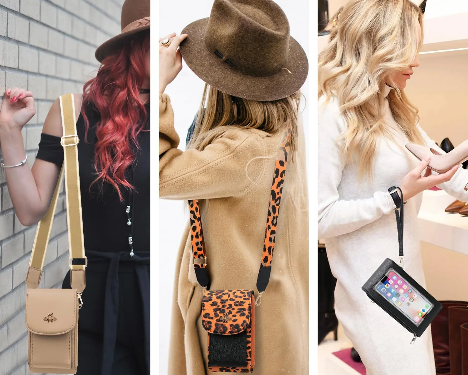 CrossBody Bags with Touchscreen Cell Phone Purse Window Zipper Pocket,RFID Blocking Card Holder iPhone bag for Women