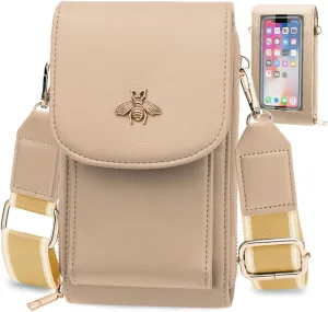 CrossBody Bags with Touchscreen Cell Phone Purse Window Zipper Pocket,RFID Blocking Card Holder iPhone bag for Women