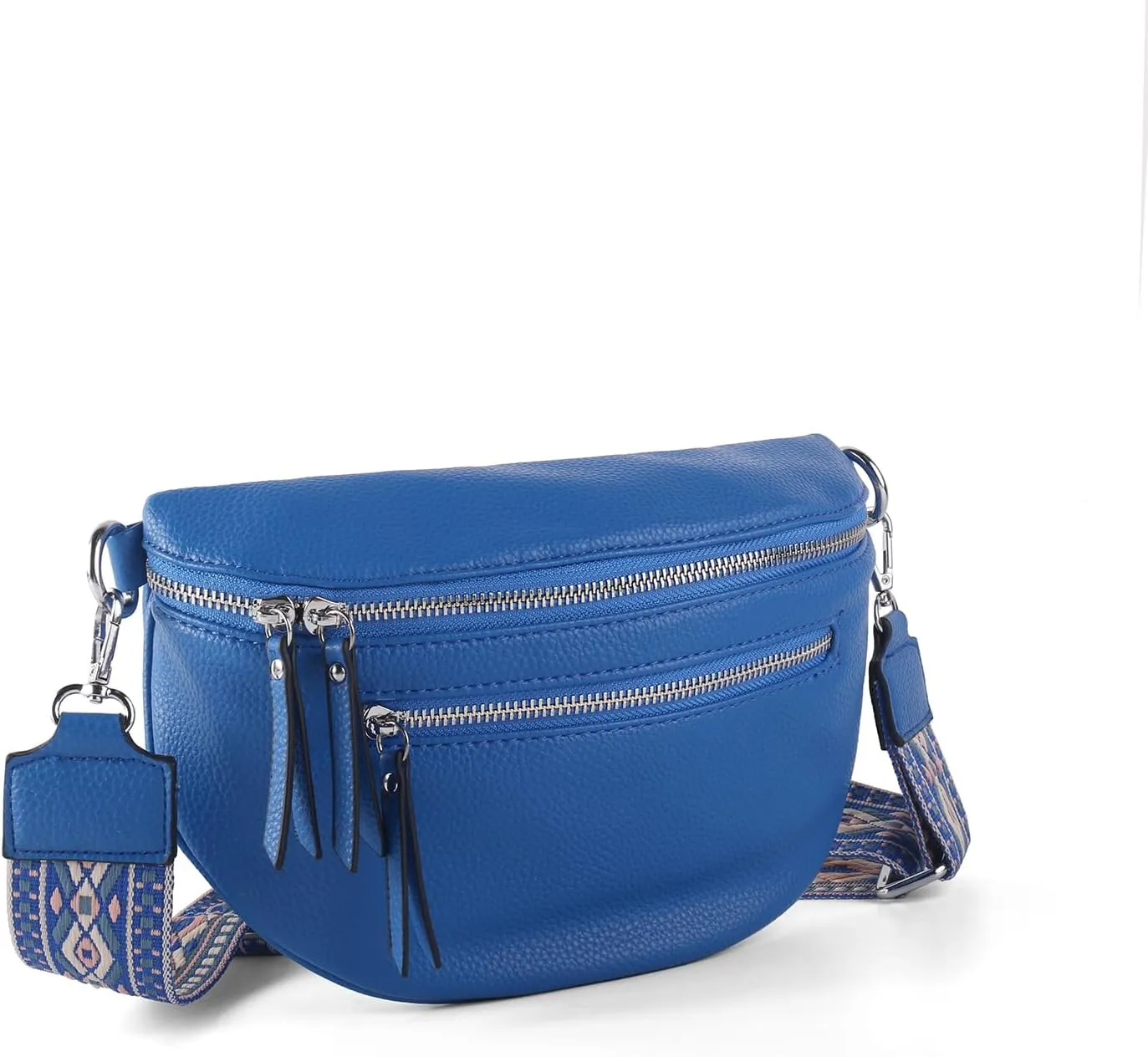 Crossbody Fanny Packs for Women Sling Bags with Coin Purse Bumbag Vegan Leather Belt Bag Chest Purse for Travel (Blue)