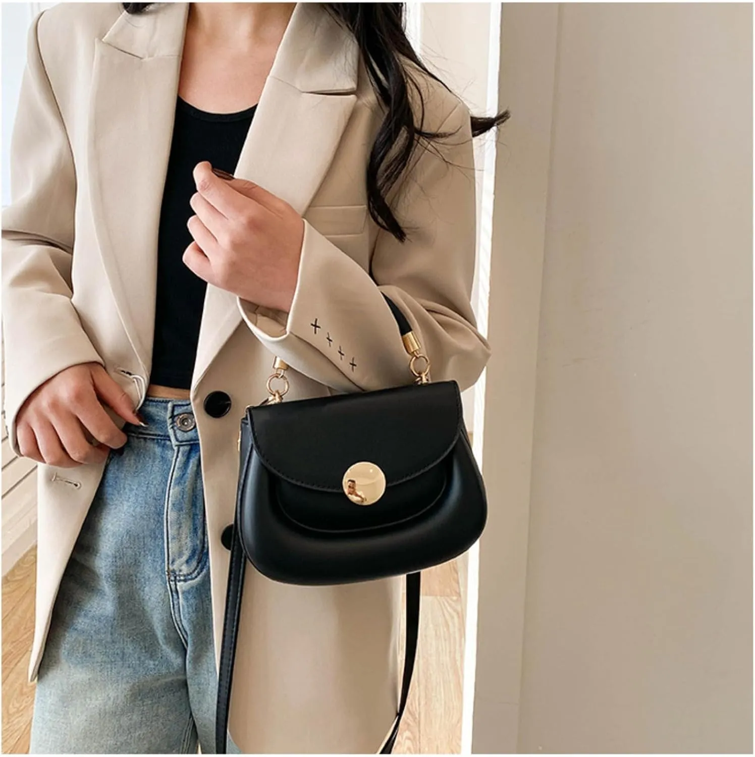 Crossbody Purse for Women Small Crossbody Bags Trendy Leather with Adjustable Shoulder Strap for Backpack Travel