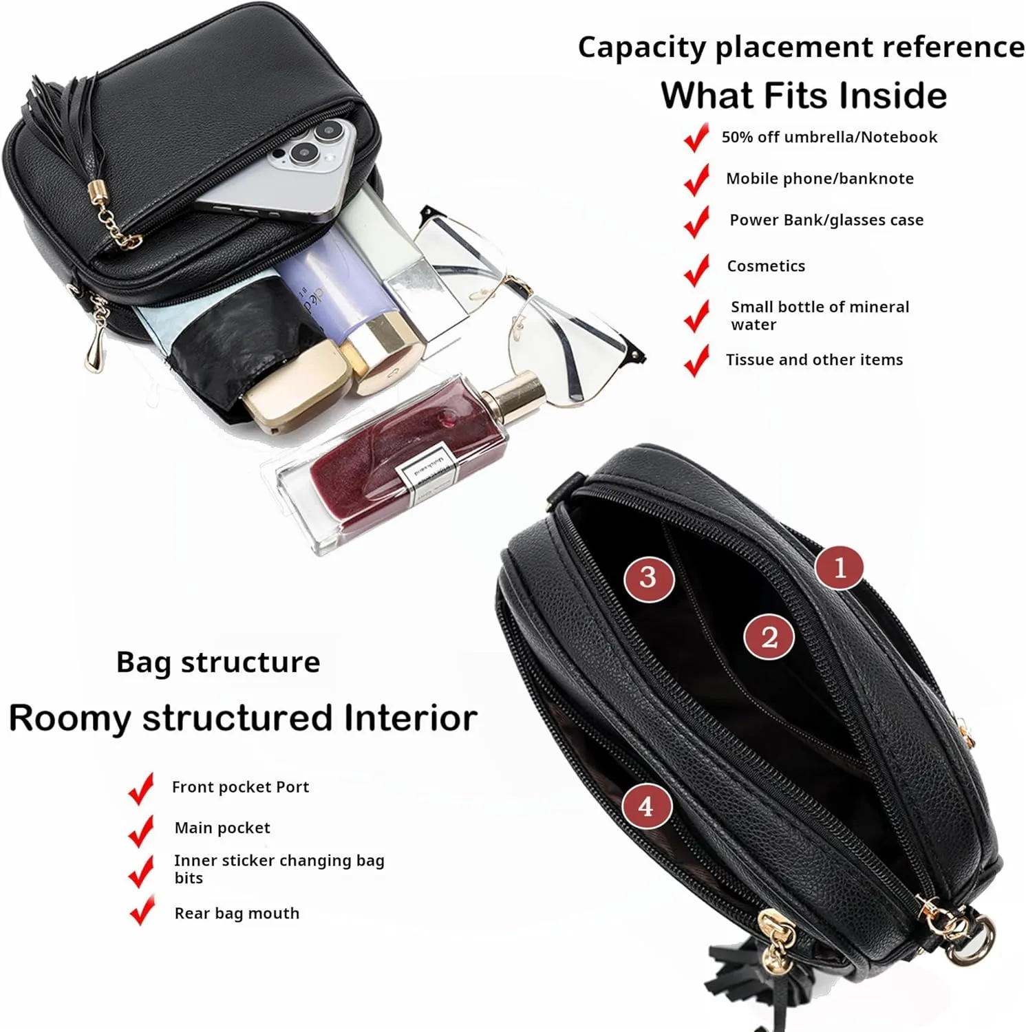 Crossbody Purses for Women Trendy,Vegan Leather Medium Crossbody Bag,Women's Crossbody Travel Purse Built in Wallet