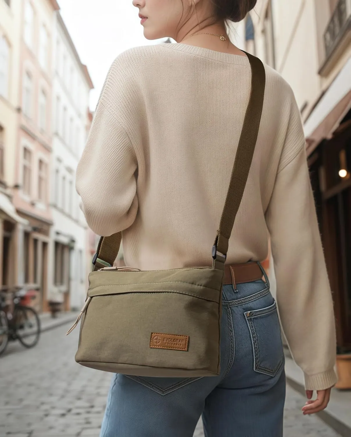 Crossbody Sling Bag Canvas Purse Small Shoulder Handbag 5 Pocket Casual Travel Messenger Hobo Bag Phone Satchel Backpack