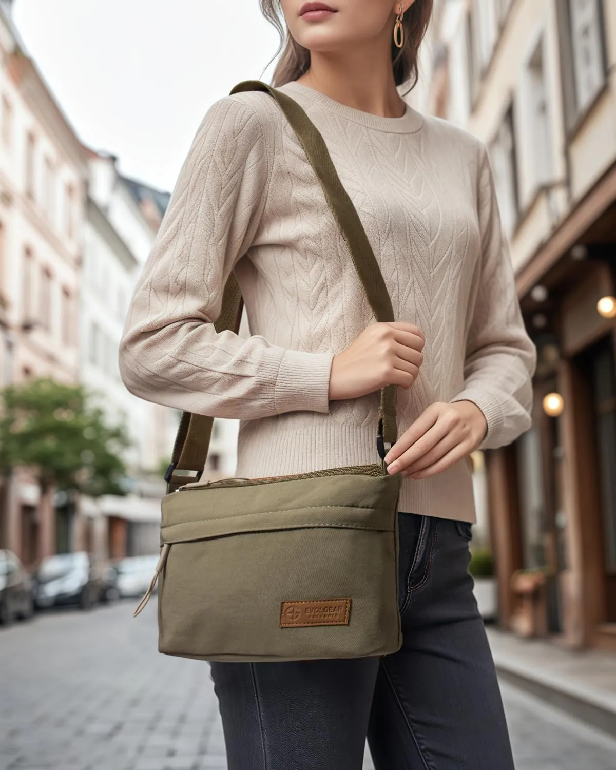 Crossbody Sling Bag Canvas Purse Small Shoulder Handbag 5 Pocket Casual Travel Messenger Hobo Bag Phone Satchel Backpack