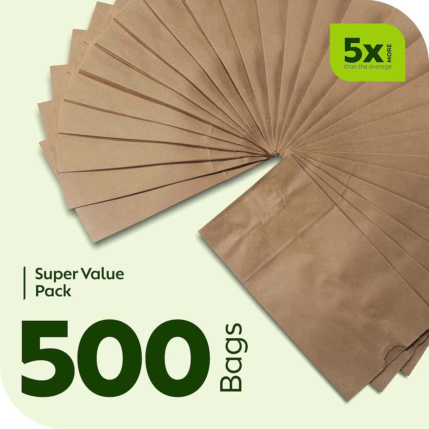 Culinware Kraft Paper Bags 6 Lb - Durable Brown Bags for Snack, Lunch, Sandwich, Pastries, Popcorn, Grocery and Party Favor Bulk 6 x 3.55 x 11.1 In - 500 Count