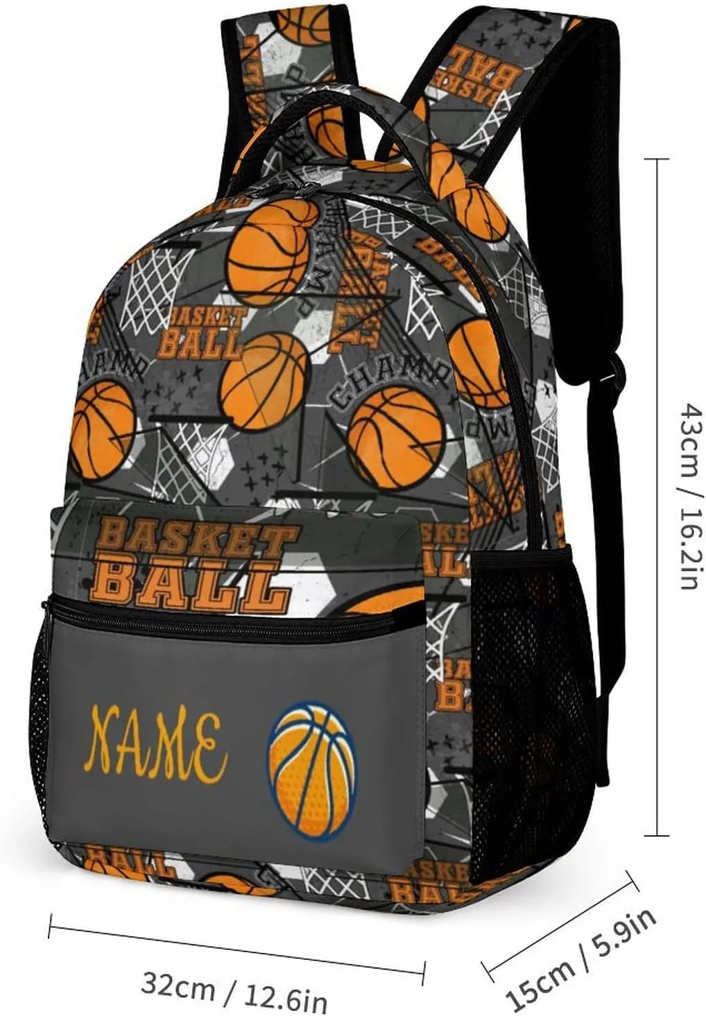 Custom 3Pcs Backpack Set with Lunch Bag Pencil Case Add Your Name Personalized School Book Bags Customization Basketball Backpack for Girls Boys Teens