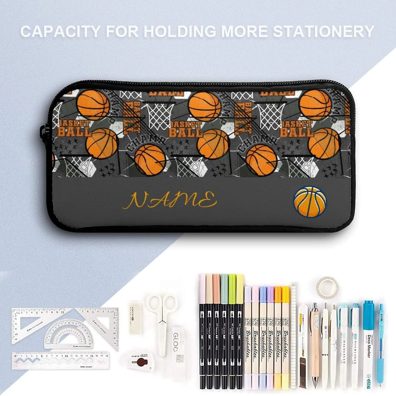 Custom 3Pcs Backpack Set with Lunch Bag Pencil Case Add Your Name Personalized School Book Bags Customization Basketball Backpack for Girls Boys Teens