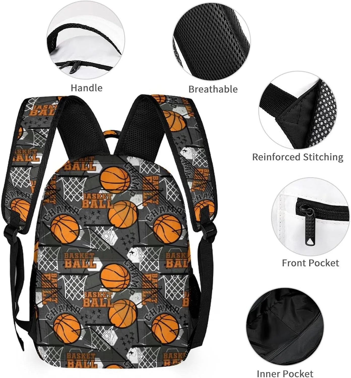 Custom 3Pcs Backpack Set with Lunch Bag Pencil Case Add Your Name Personalized School Book Bags Customization Basketball Backpack for Girls Boys Teens