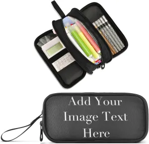Custom Image Name Text Personalized Pencil Case Pencil Pouch Office School Large Storage Pen Bag 3 Compartment pencil box for Adults School Teen Girl Boy Men Women