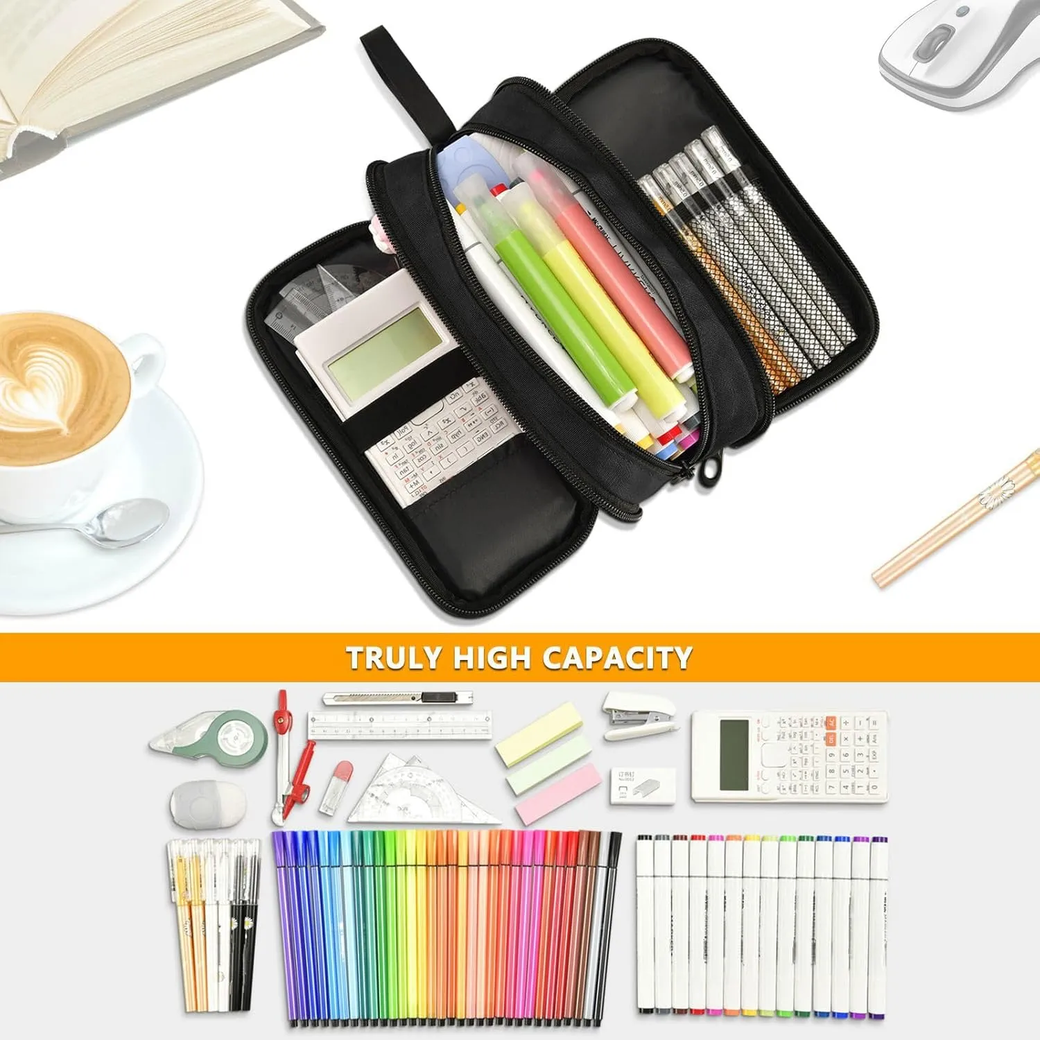 Custom Image Name Text Personalized Pencil Case Pencil Pouch Office School Large Storage Pen Bag 3 Compartment pencil box for Adults School Teen Girl Boy Men Women